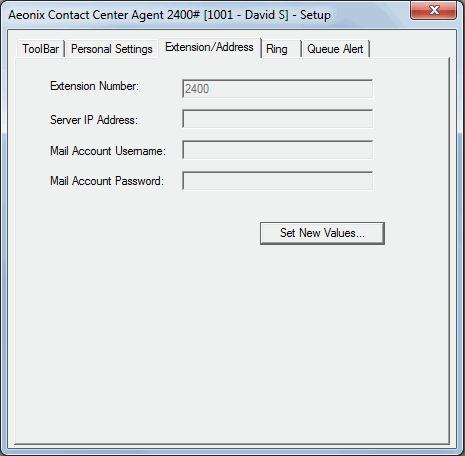 The Setup Window Extension/Address Tab The Extension/Address tab of the Setup window enables you to define the extension number of your station, position Email address and the server address.