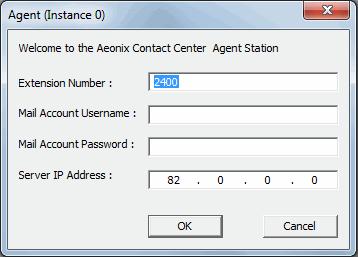 Extension Number Server IP Address Mail Account Username and Mail Account Password Displays the current telephone extension assigned to the agent.