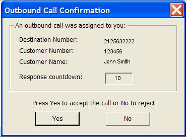 The Callback Confirmation Dialog Box The Callback Confirmation dialog opens automatically when the agent become reserved for outbound call and the Callback Confirmation mode is active for that call.