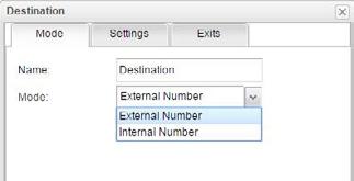 68 7. Group management Destinations In the Mode tab, you can specify either an internal (company) or