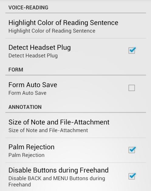 turning animation Voice Reading Options ❼ Color option for the Highlight a part of text while read outloud ❽ Detect headset plug to play or stop TTS feature Form Options ❾ Option to Save Form