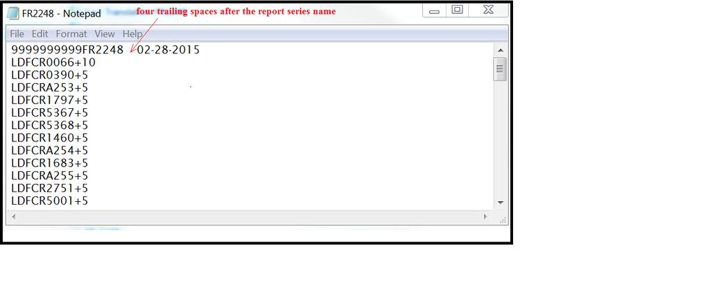 Step 4 Format the Text File and Add Header Record The text file will have been created and will look like this.