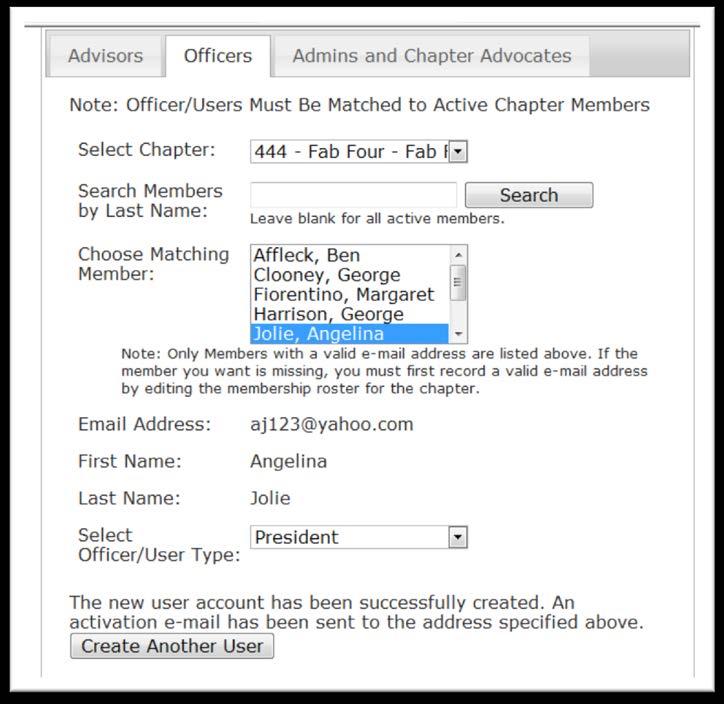 New Login System Menu Bar Item: Reporting and Membership> Create/Manage Officer Logins Activation Process