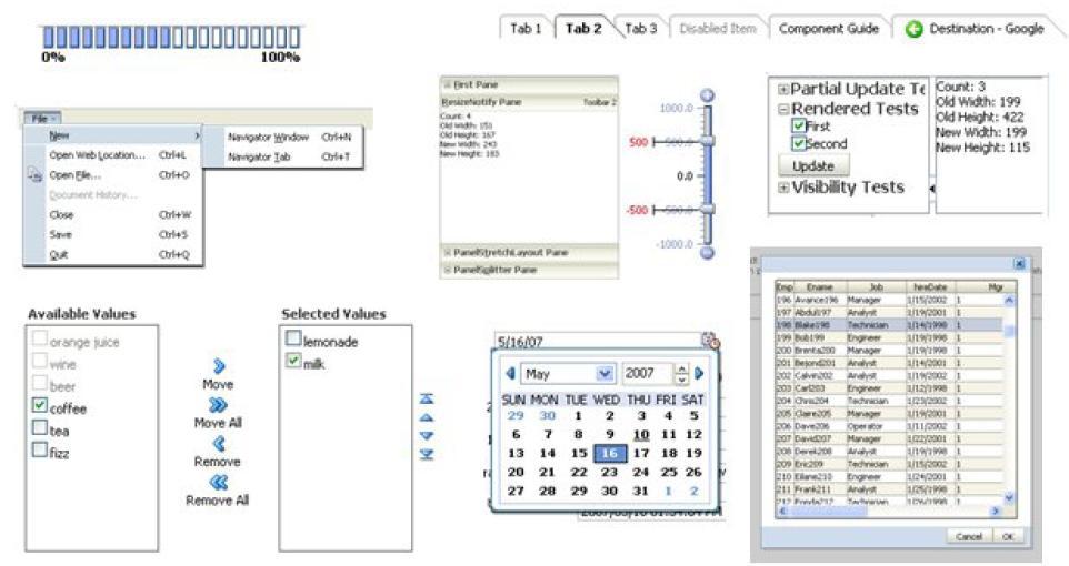 ADF Faces RichClient 130+ AJAX enabled components Table, tree, shuttle, calendar