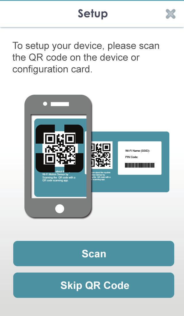 Section 2 - Installation Step 5: Tap Scan to scan the QR code on the device or configuration card.