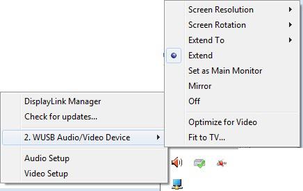 Figure 2 Viewing Modes DisplayLink Manager: View Windows Display Properties.