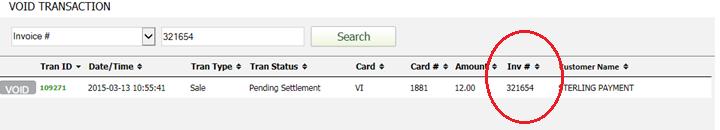 Last 4-digits of Card # Selecting the Last 4-digits of Card # option the Sterling VT will show all cards ending in those particular 4 digits. Only the following Wild Card searches are supported.