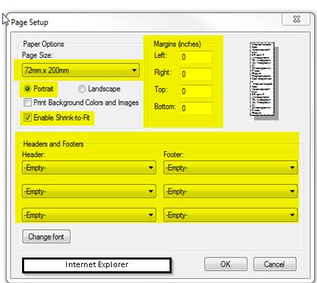 Chapter 12: System Settings How to set the Margins for the STAR printer Step 1: Launch your Internet Browser and click File. Step 2: Select Page Setup.