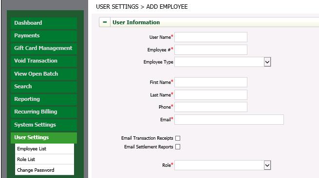 Add New User Step 3: Click the Add Employee button located at the top of the page. Step 4: Begin filling in all applicable fields.