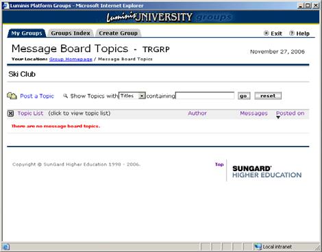 Managing homepage content If you have not already done so, log in to the system. Access the group or course homepage. To access a group homepage, complete the following steps: 1.