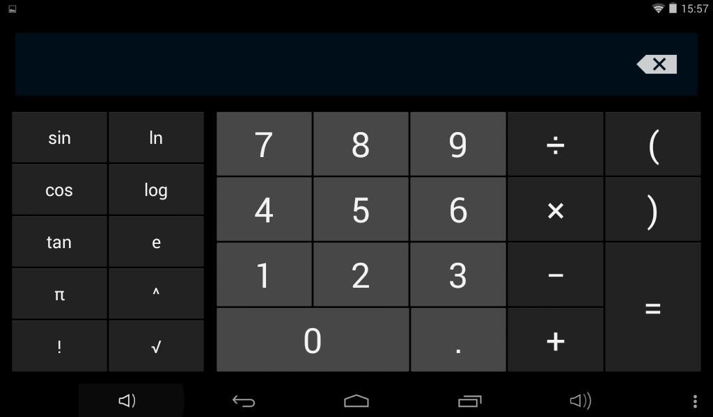 Calculator To perform mathematical calculation directly on tablet by tap numbers and symbols.