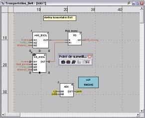 A tool palette provides direct access to the main functions: b Dynamic program animation b Setting of watchpoints or breakpoints (not authorized in event-triggered tasks) b Step-by-step program