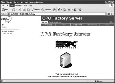 Presentation (continued) 0 Software OPC data server software OPC Factory Server Supported architectures The OFS server allows four access modes: b A purely local mode b Remote access from an OPC-DA