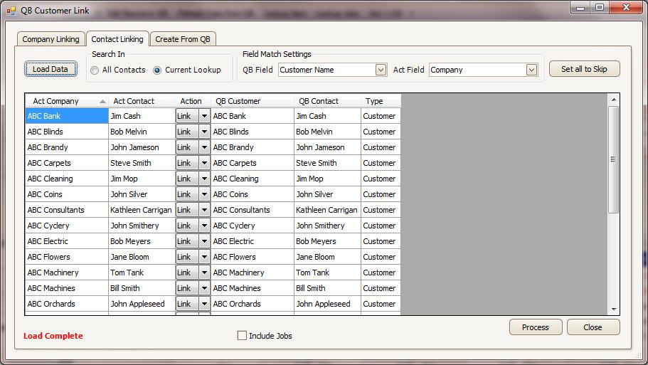 QB CUSTOMER LINK WIZARD LINK ACT RECORDS TO QB STEP 5 OF INSTALL CHECKLIST Now that the fields are built and ready to go in the ACT database, we can begin linking records between ACT and QuickBooks.