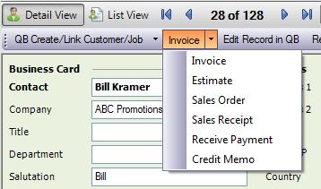CREATING QUICKBOOKS TRANSACTIONS FROM ACT! The QSalesData product gives you the ability to create all of the major types of QuickBooks transactions from ACT! with the click of a button.
