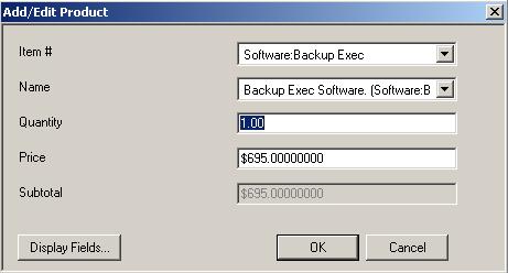 6. When you click OK, your data entry screen will look like the one below. This should work just fine for most companies, Select your QB Item from the list.