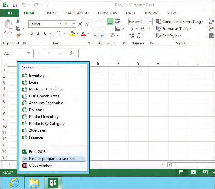 Add Excel to the Windows Taskbar If you use Excel regularly, you can start the program with just a single mouse click by adding an icon for Excel to the Windows taskbar.