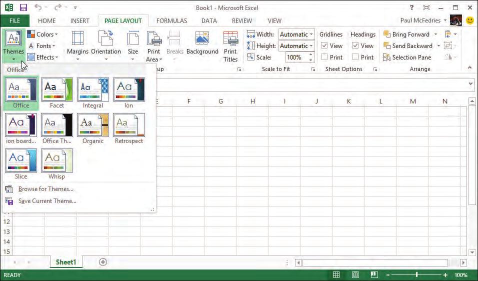 CHAPTER 1 Work with the Excel Ribbon You use the Ribbon element to access all the features, commands, and options in Excel.