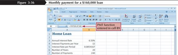 Using the PMT Function to Determine a Monthly Loan Payment