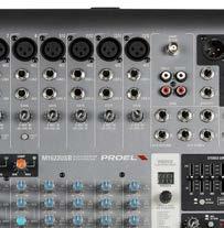 easy-to-use dynamic processing of vocals and instruments 4-band EQ on STEREO channels 4 AUX sends and 2 GROUPS 24bit