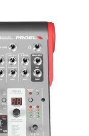 power 4 STEREO LINE inputs with balance control and effect send 1 AUX