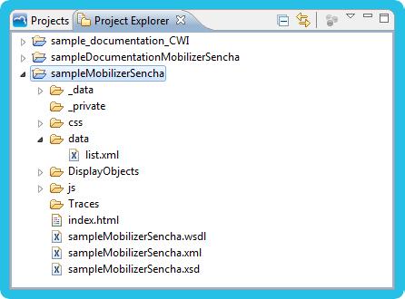 Figure 2-25: Project folder in Project Explorer In the data folder, you can see the list.