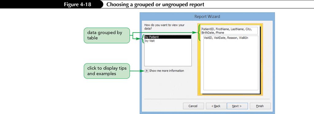 Creating a Report Using the Report Wizard (Cont.