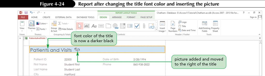 Modifying a Report s Design in Layout View (Cont.