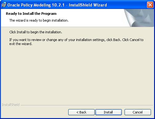 7. If you wish to change anything in your install settings, click Back to return to the previous pages,