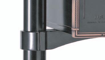 The support arms clamp to the post piece at any vertical location to provide flexibility in mailbox height and
