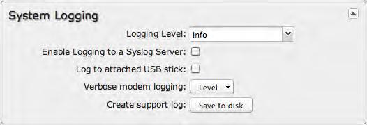 8.1.7 System Logging Logging Level: Setting the log level controls which messages are stored or filtered out.