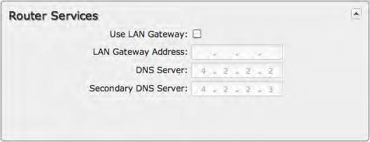 8.1.8 Router Services By default, router services (Enterprise Cloud Manager, NTP, etc.) connect to the router via the WAN. In some setups it makes sense to use the LAN instead.