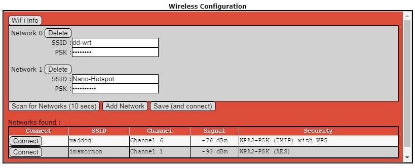 To configure Wi-Fi using the wireless configuration tool, Click the Scan for Networks
