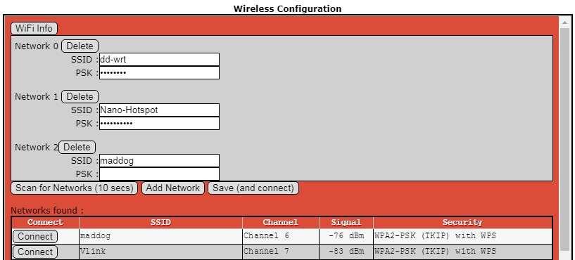 Select the Wifi network by clicking the "Connect" button associated with that WiFi