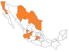 find the state of Jalisco, and by the center the state of Aguascalientes, Mexico and Queretaro.