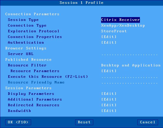 Installing under Windows To set the Citrix Receiver session, enter the AX3000 Set-Up and select the [Configuration]-[Sessions]-[Session X] menu (where X is the session number to be configured).