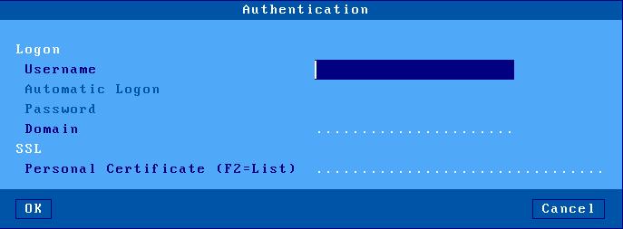 Installing under Windows a) Authentication The following box is displayed: Set the following parameters: - Username: default value for the username field of the logon screen.