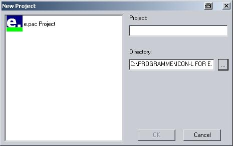 FUNCTIONALITY WITH TEST.CON Start a new project: Click on the button Create a New Project or select the menu File - New Project and the following window will appear: Figure 6.