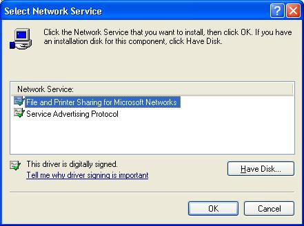 2 The [Select Network Component Type] dialog box appears.