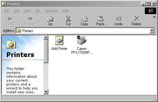You can also open the [Canon FP-L170/MF350/L380/L398 Properties] dialog box by right-clicking the corresponding printer icon and selecting
