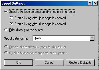 3 Details Tab Specifies the printer port and time-out settings.