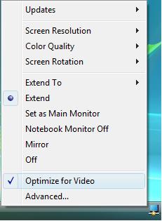 5.4.3 Using Optimize for Video Mode For best performance when using the Wireless A/V Adapter, use the Optimize for Video mode (if