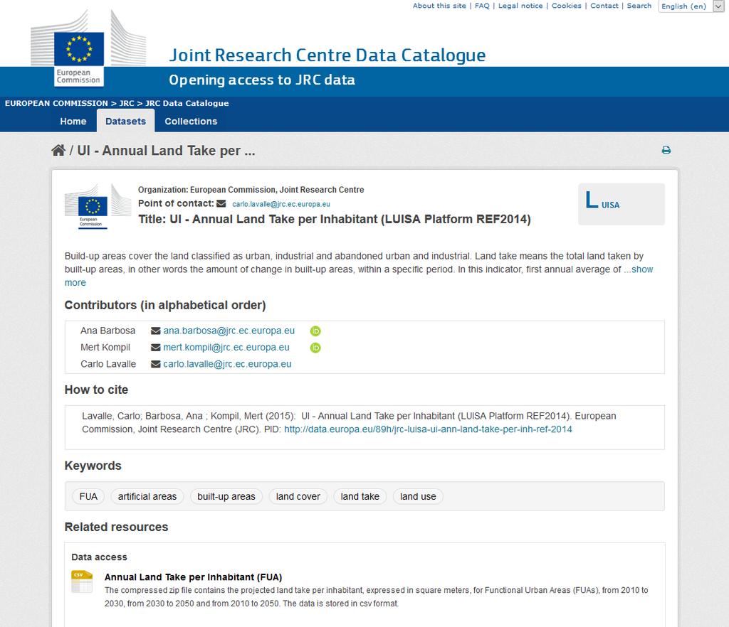 The JRC Data Catalogue Single point of access to all data produced and/or maintained at JRC DCAT-AP is the reference metadata standard used, but