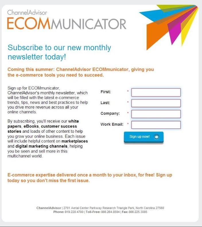 Subscribe to ECOMmunicator Sign up for ChannelAdvisor s