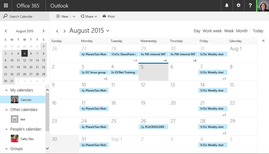 OWA Calendar (Cont d) 1. New event 2. Search 3. Month preview 3 2 1 6 7 8 5 4. Calendar list 5.