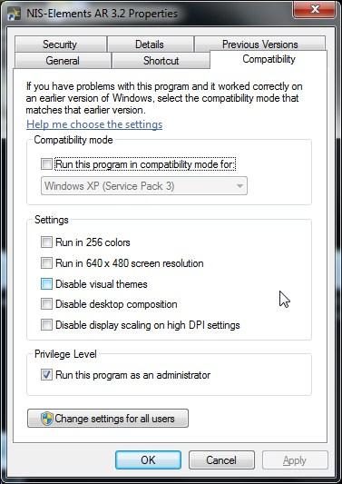 Then under the Compatibility Tab, check Run this program as an administrator and click