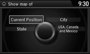 Entering a Destination Map Input Map Input H MENU button More Search Methods Map Input Use the Interface Dial to manually select an icon or a location on the map screen as the destination.