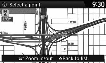 1 Directions Guidance points with exit information are indicated by a (freeway exit information) icon. Move r to select Exit Info to display the exit information.