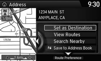 If the address displayed is not the desired location, press the BACK button and repeat the procedure.