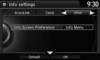 Information Functions Info Screen Preference Info Screen Preference H SETTINGS button Info Settings Other Info Screen Preference Select the top menu when the INFO button is pressed.